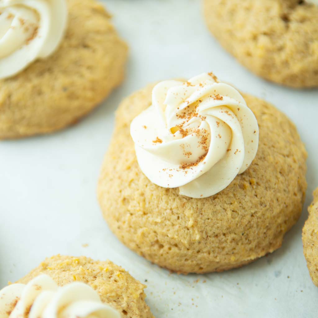 closeup of pumpkin cookies