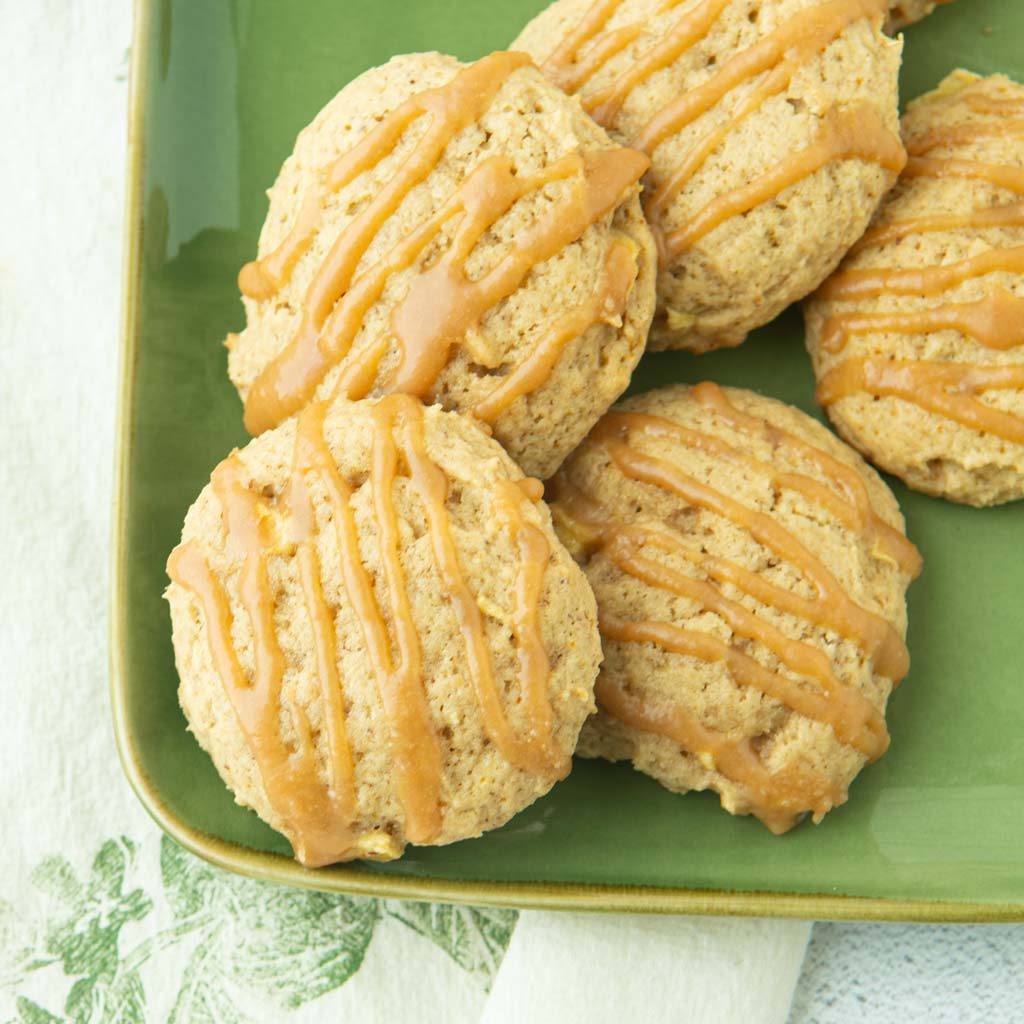caramel apple cookies on plate
