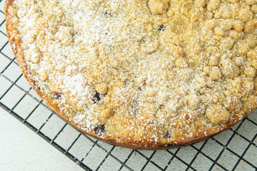 closeup of black currant cake