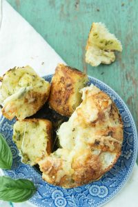 serving of pesto monkey bread on a plate