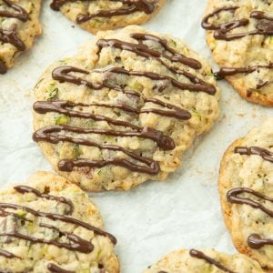zucchini cookies drizzled with chocolate