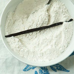 mixing vanilla sugar in bowl