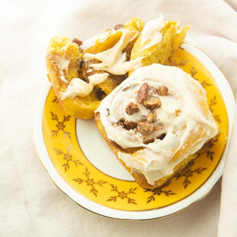 pumpkin cinnamon roll on plate