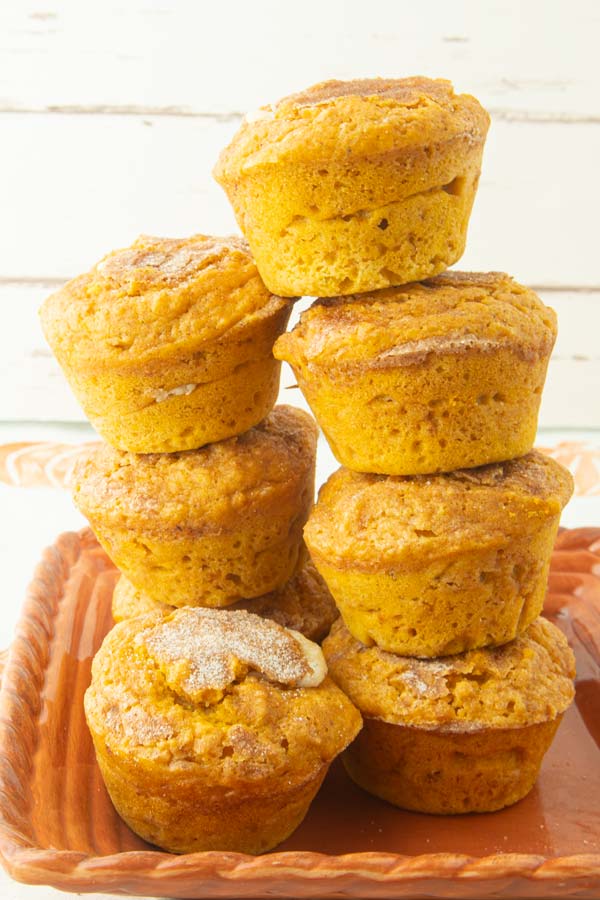 towers of pumpkin muffins