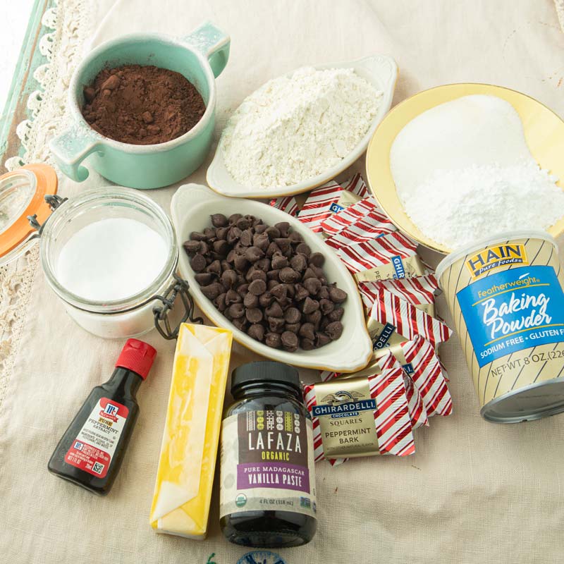 ingredients for peppermint bark brownies