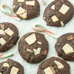 peppermint bark brownie cookies with mini candy candes