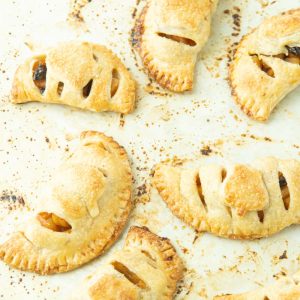 baked easy apple hand pies on sheet tray 