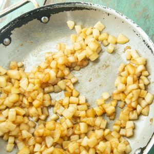cooked diced apples for apple pie filling