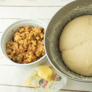 apple pie filling and applesauce dough for apple pie rolls