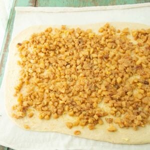 apple filling on dough