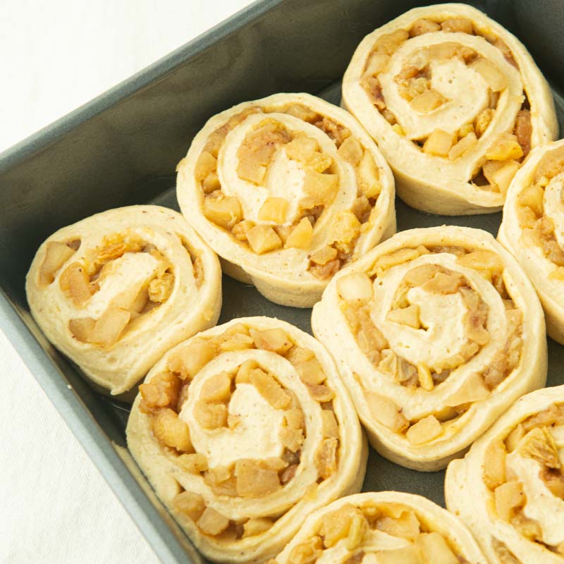 cut apple pie rolls before baking