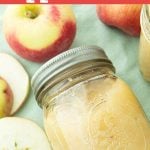 apples with jar of applesauce, text overlay