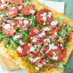 wide shot of BLT pizza