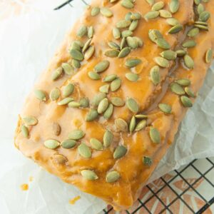 top of iced pumpkin bread