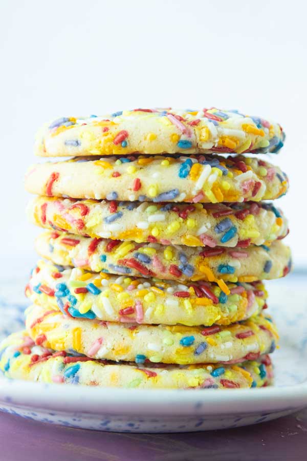 big stack of confetti sugar cookies