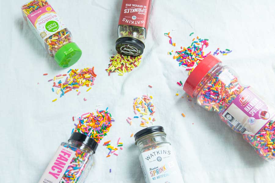 various rainbow sprinkles