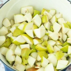 pear chunks in Dutch oven