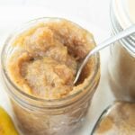 closeup of pear butter in jar