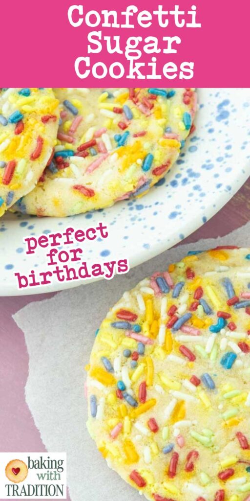 confetti sugar cookies with text overlay