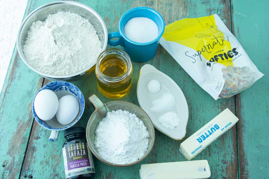 ingredients for confetti cookies