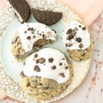 cookies and cream cookies on plate with Oreos