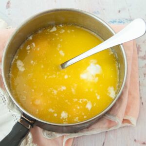 butter, eggs and yogurt in pan