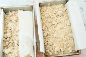 streusel on top of applesauce bread before baking