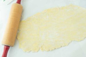 cream cheese pastry rolled into a rectangle