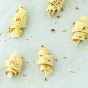 rugelach rolled into crescents before baking