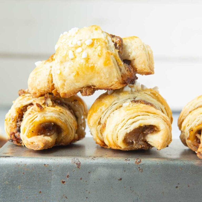 side of rugelach cookies stacked