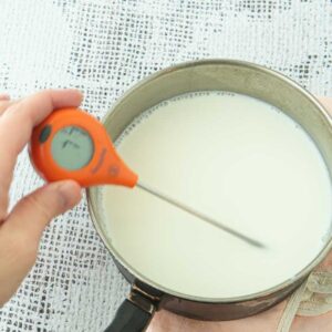 checking temperature of milk
