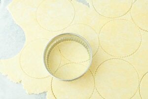 cutting rounds from cream cheese pastry