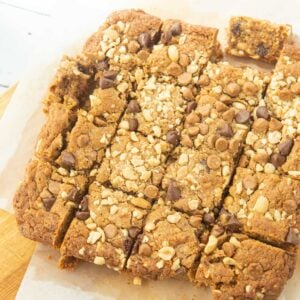 cut peanut butter blondies