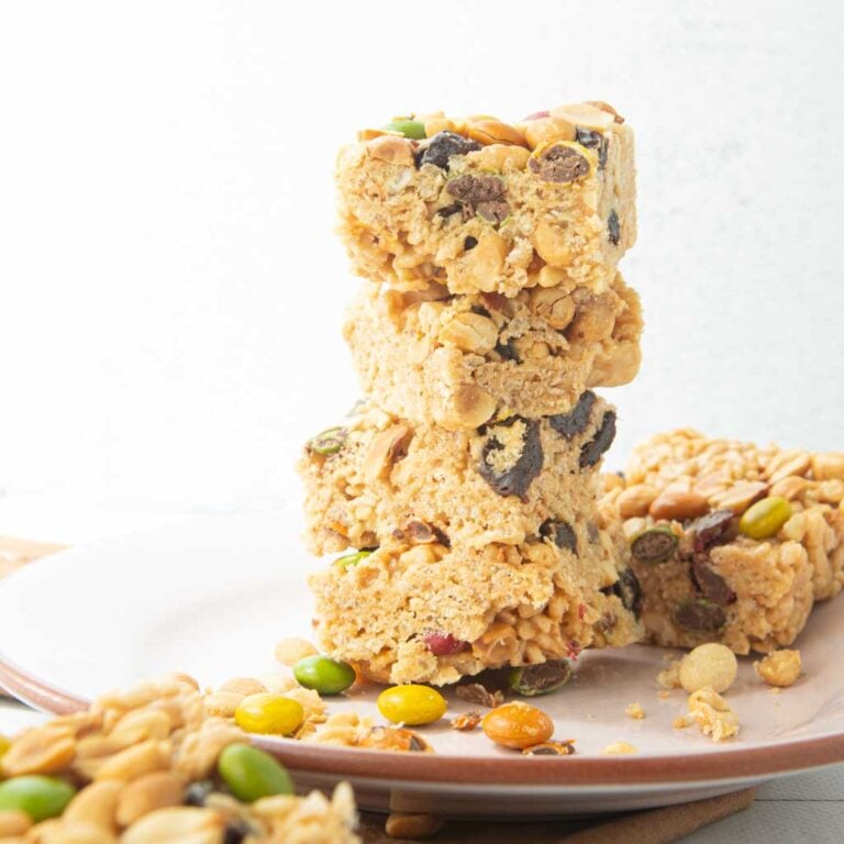 stack of peanut butter cereal treats