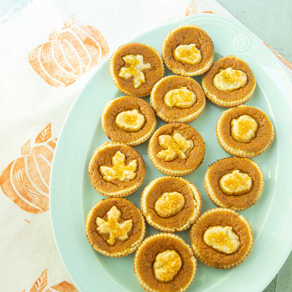 mini pumpkin pies on plate