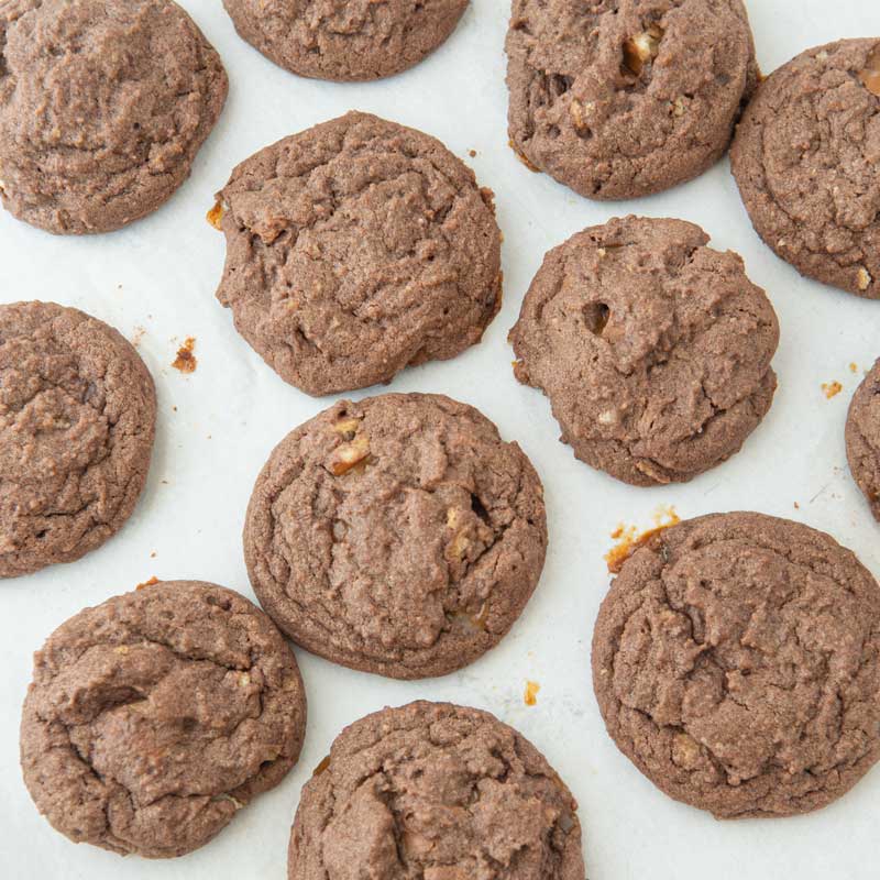 baked Twix cookies before decorating