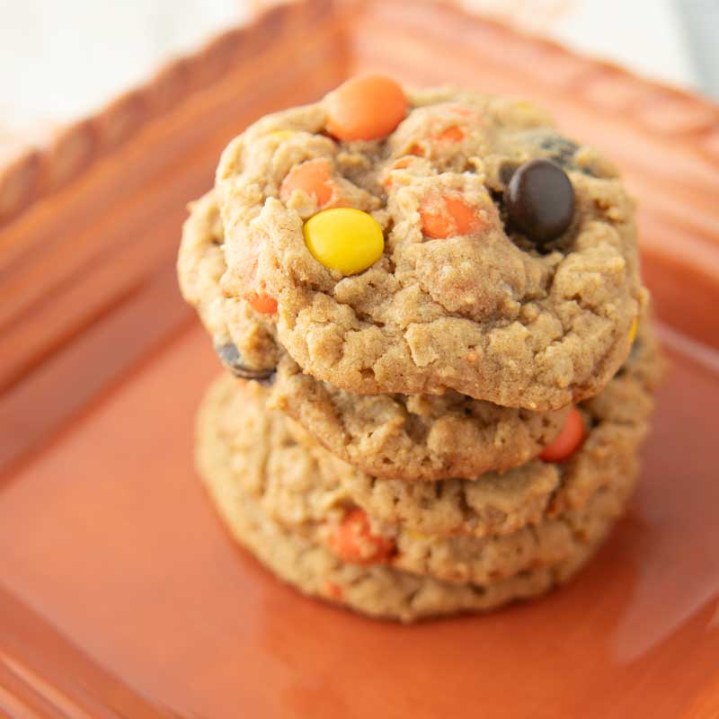 closeup of reese's peanut butter cookie stack