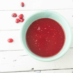 glossy cranberry curd in bowl