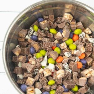 mixed chopped chocolate candy in bowl