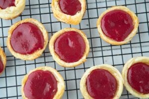 puff pastry shells filled with cranberry curd