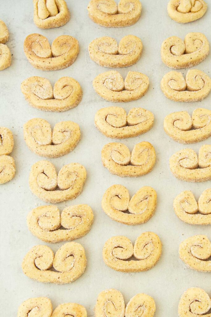 cut palmiers on sheet tray