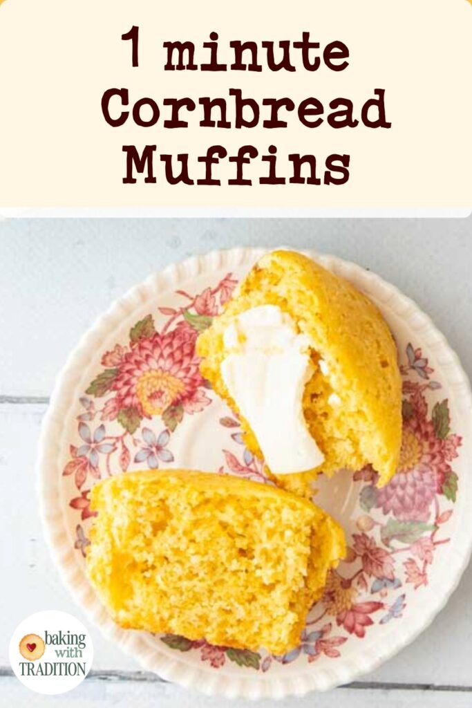 cornbread muffins on plate with butter, text overlay