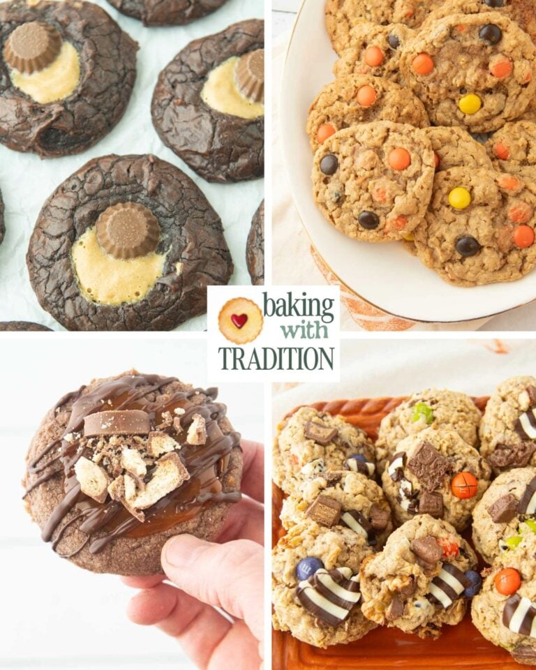 Reese's brownie cookies, Reese's Pieces Peanut Butter Cookies, Twix Cookies and Monster Cookies