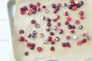 sugared cranberries on tray