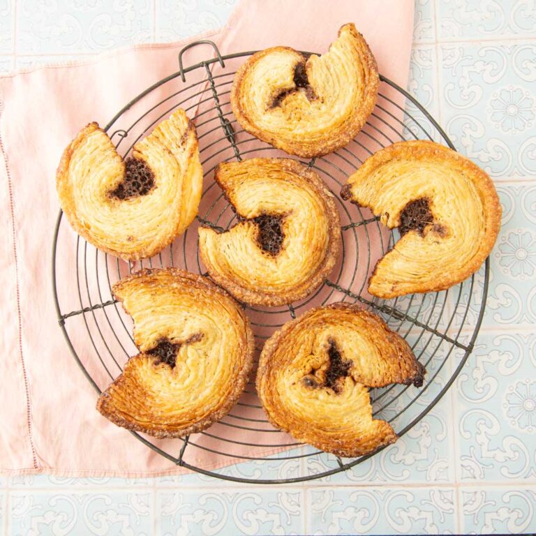 nutella palmiers on wire rack