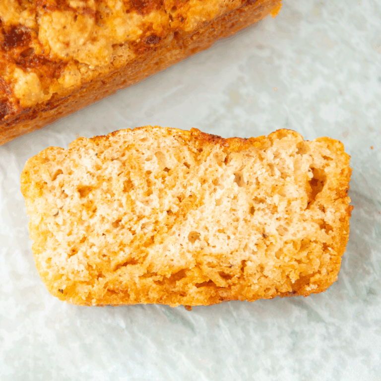 closeup of hot honey beer bread