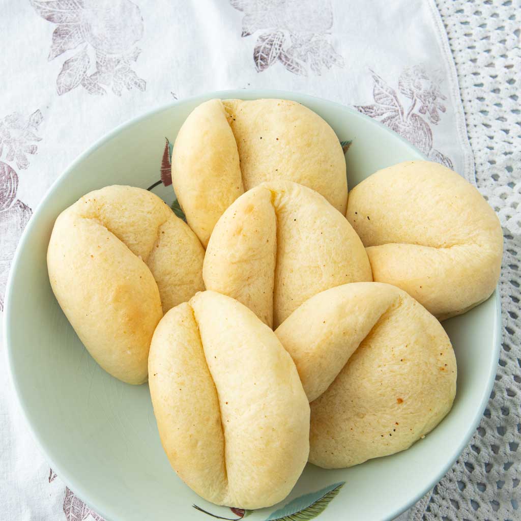 Parker House rolls on plate