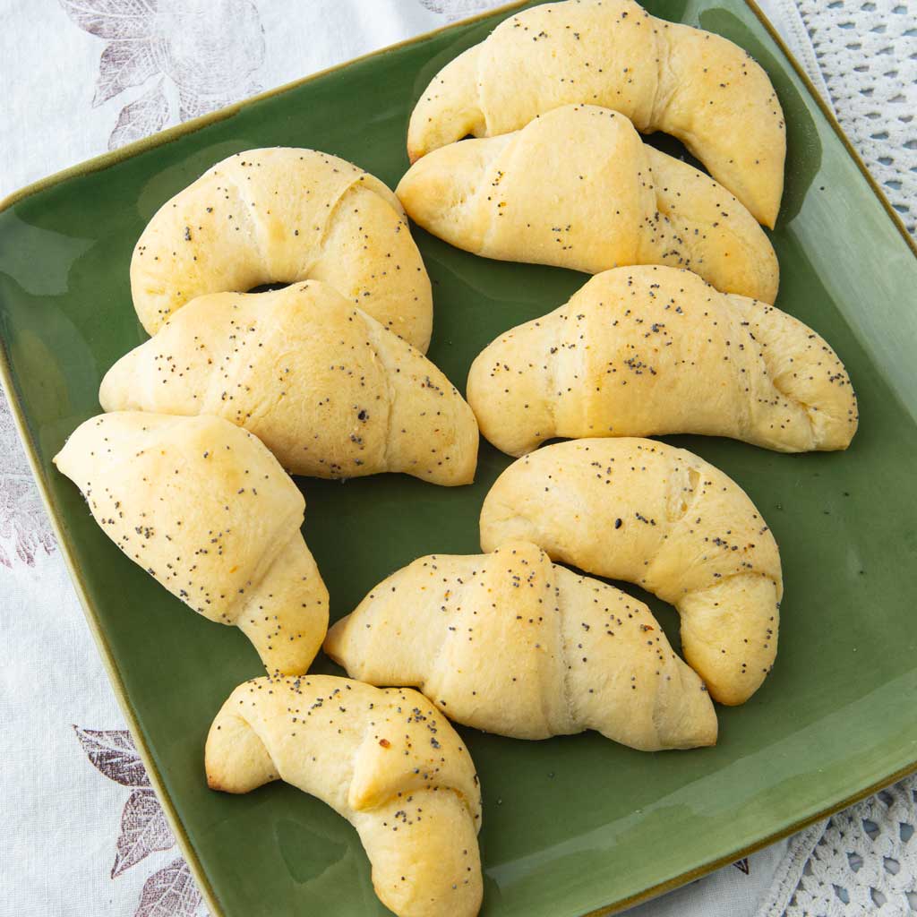 potato crescent rolls on plate