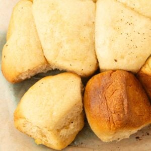 closeup of crockpot dinner rolls