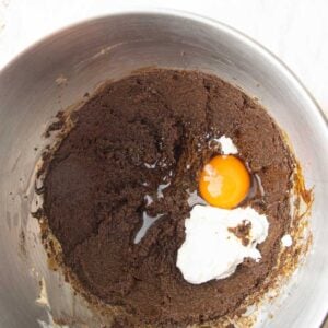 adding sour cream and egg to batter